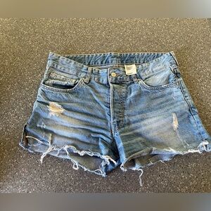 H&M Blue Distressed Denim Cutoff Shorts